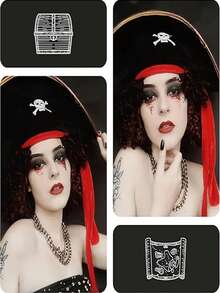 4pcs Pirate Hats Pirate Costume Party Hats Skull Print, Suitable For Costume Party Role Play, Fun Party Supplies, Exquisite Gift - Multicolor - View 8