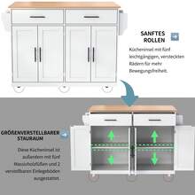 Kitchen Island White Made Of Wood For Kitchen - 原木色與白色 - 查看 11