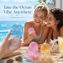 1pc Jellyfish Squishy Soft Rubber Toy, Glitter Jellyfish Squeeze Toy, Soft Slow Rebound Sensory Stress Relief Fingertip Toy, Anxiety Relief, Cute Handheld Toy, Suitable For All Ages, Blue Color, Perfect For Birthday, Christmas, Halloween And Easter Holiday Gifts - Multicolor - View 8