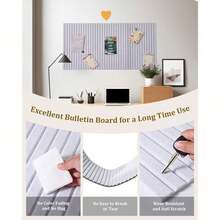 1pc No-Drill Rectangular Modern Fabric Frame Wall-Mounted Photo Wall Background Board, Removable Bulletin Board For Home Office, Memo Notice Board, DIY Photo Board, Message Board, For Wall Decor, Room Decoration, Party Photo Display, Surprise Announcement, Wall Storage, Suitable For Bedroom/Study/Living Room/Office/Classroom/Dorm - Multicolor - View 3