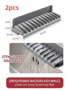 3/2/1pc Faucet Splash Guard, Modular Water Channel, Kitchen Faucet Silicone Mat, Non-Slip Quick-Dry Draining Mat, Easy-To-Clean Surface, Suitable For Single-Hole Faucets, Suitable For Kitchen And Bathroom, Kitchen Supplies, Kitchen Essentials, Home Essentials, Father's Day Gift, Kitchen Storage - Grey - View 20