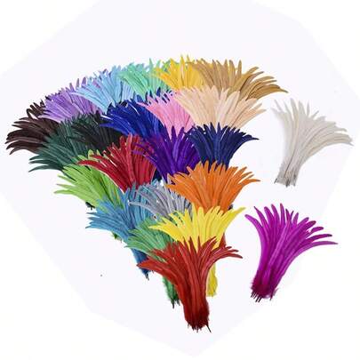 Rooster Feathers 100 Pcses 30-35cm/11-14inch Headwear Accessories Festive Clothing Decoration Multicolour Crafts Performance Clothes Accessories DIY Home Party Decoration Performance Clothing Accessories