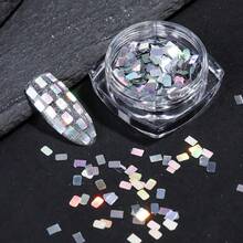 銀色鏡面雷射方形美甲亮片，幻彩變色龍美甲亮粉片，全息金屬美甲美甲用品，適用沙龍日常美甲設計 - 彩色 - 查看 8