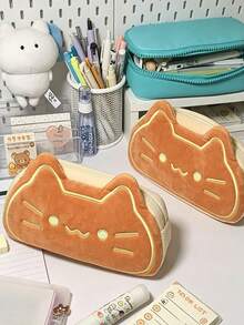 1 buah Tempat Pensil Boneka Kucing Toast Lucu, Tas Alat Tulis Lembut dan Berbulu Kapasitas Besar, Tempat Pensil Kartun Menggemaskan, Cocok untuk Siswa, Hari Pertama Sekolah - MultiWarna - View 4
