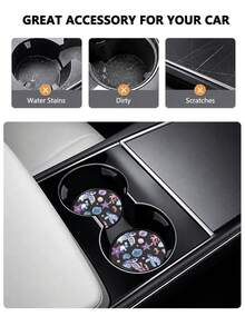 2pcs Ocean Element Pattern Car Cup Holders - Non-Slip Leather Material, Round Cup Holder Design, Easy To Clean, Perfect Accessory For Car Interior - Suitable For Car Owners - Suitable For Daily Use - Great Gift For Car Enthusiasts - Multicolor - View 4