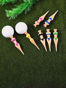 5pcs/Set Golf T-Shirts, Bikini Girl Silhouette Design - Fun & Fashion - Multicolor - View 1