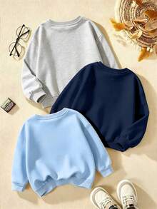 3pcs Boys Colorful Graffiti Game Controller Print Crew Neck Sweatshirt, Autumn/Winter Fashion Comfortable New Top - Multicolor - View 3