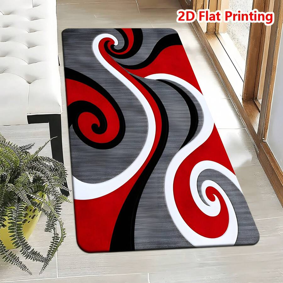 1pc 3D Wavy Vortex Curved Color-Block Geometric Flannel Dust-Absorbing ...