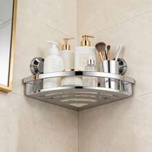 KOEMO 1pc Vacuum Suction Cup Triangular Storage Rack, Bathroom Shelf, Corner Bathroom Organizer, Bathroom Storage Rack, Bathroom Wall-Mounted Shelf, Space-Saving, Easy Installation Without Drilling, Equipped With Removable Suction Cups, Sturdy Triangular Design Won't Damage Walls, Suitable For Shower, Bathroom Or Smooth Tile Walls. - View 8