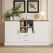 Sideboard Scandinavian Style 140x40cm White Brown Wood Effect - 2 Drawers, 2 Doors - White and Brown - View 1