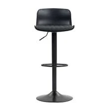 Rotating Bar Stool Set Of 2, Grey Plastic Backrest Synthetic Leather - 黑色 - 查看 5