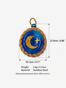 1pc Star Moon Sun Colorful Printed Pendant, Mysterious Elegant Style, 18k Gold PVD Plated Stainless Steel Material, Waterproof And Fade-Resistant, Suitable For Handmade Shop DIY, Factory Semi-Finished Production And Other Scenarios. - Multicolor - View 4