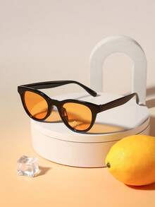1pc Unisex Kids Cat Eye Frame Fashion Glasses, Casual Cool Street Style, Suitable For Daily Outdoor Activities And Play, Comes With Glasses Case - Multicolor - View 5