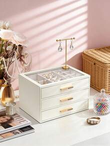 1pc Large Capacity Multi-Layer Jewelry Box With Transparent Window, Drawer Style, Anti-Oxidation Storage Box For Rings, Earrings, Necklaces - Multicolor - View 6
