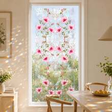 Floral Stained Glass Window Film, Pink Flower Window Decals For Home Decor, Peel And Stick Privacy Window Sticker With Rainbow Suncatcher Effect, Vintage Glass Art Film For Living Room Bedroom Kitchen Bathroom Decoration - Floral Window Decal - View 1
