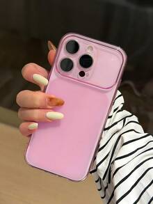 VRNOEI Pink Minimalist Design Matte Transparent Phone Case, Compatible With IPhone 17 Pro Max 14 13 15 16 Pro Max, Shockproof Anti-Drop Transparent Soft Shell, Compatible With Iphone Series Phone Case, Unisex Phone Case Accessory - Sheer Pink - View 3