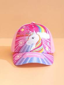 1PC Kids Cartoon Unicorn Baseball Cap, Fashionable Colorblock Duck Bill Hat, Suitable For Kids Daily, Vacation, School Sun Protection, Multiple Styles Available - Multicolor - View 5