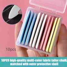 10 piezas de tiza de sastre de tela multicolor de alta calidad con caja protectora, pegatinas borrables para marcar tela, juego de costura para hacer patrones de ropa, suministros de repuesto de agujas e hilos - A - Ver 8