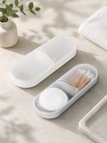 1pc Travel Cotton Swab Box, Travel Essential, Plastic Container Dispenser, Portable Cotton Swab And Makeup Pad Storage Box, Hair Tie Box - A - View 6