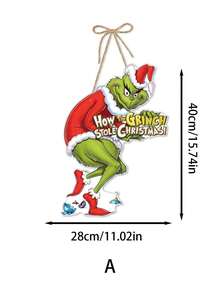 The Grinch 1件吊飾裝飾道具，適用於居家裝飾、門把掛飾、聖誕氛圍道具 - 彩色 - 查看 4