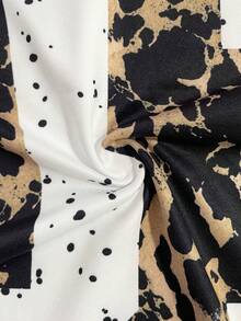 Kaos Olahraga Lengan Panjang Kasual Wanita Motif Leopard Retro Amerika - MultiWarna - View 7