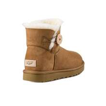 UGG Mini Bailey Button II Boot 羊皮 加絨 短筒 雪靴 女款 栗色 - 紫紅色 - 查看 4