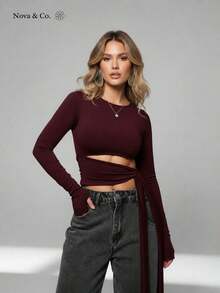 Women Tops - Burgundy - View 6