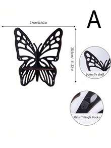 1pc Butterfly Crystal Shelf - Wall-Mounted Corner Shelf, Bedroom Crystal Display Rack, Bohemian Style Cute Bathroom, Kitchen, Office, Living Room Decor Gift Wall Shelf, Wooden Butterfly Hollow Crystal Storage Rack, Minimalist Home Wall Decoration - Multicolor - View 10