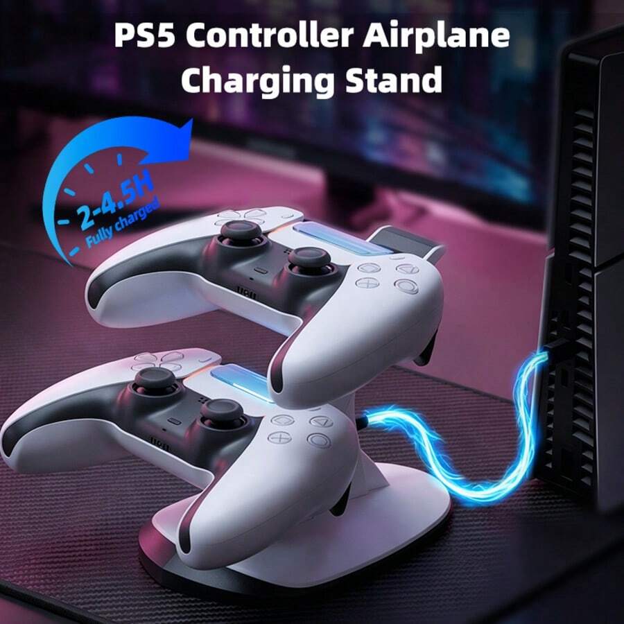 1 pieza Base de carga para controlador, Base de carga dual con puerto de carga Tipo-C - Ver 1