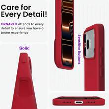 Liquid Silicone 3-Layer Full Coverage Soft Gel Rubber Phone Case Compatible With IPhone 17 Pro 17 Pro Max 17, Fresh Summer Color, Shockproof Protective Shell With Anti-Scratch Microfiber Lining, Compatible With IPhone 13 11 16 Pro Max 15 14 Plus 12 Mini XS Max 7 8 Plus - Chinese Red - View 9