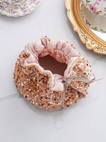 1pc Beaded Decor Teapot Cozy, Champagne Color - Multicolor - View 7