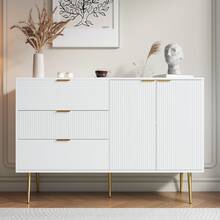 White Sideboard With Doors And Drawers, Internal Shelves - Modern Storage - 白色 - 查看 9