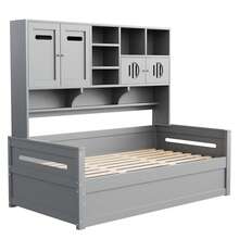 Sofa Bed Frame Made Of Wood 90 X 200 Cm – Multifunctional Storage Space, Hydraulic - Grey - View 11