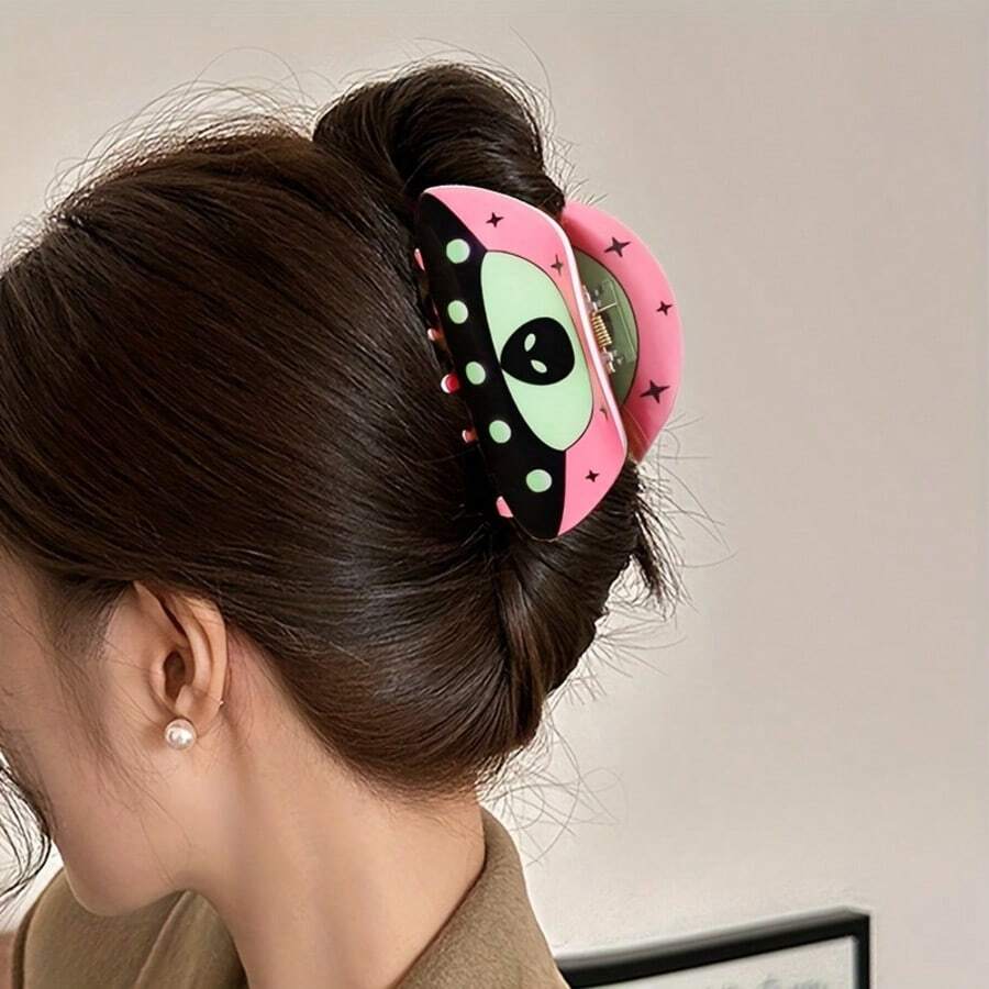 8件組 UFO卡通髮夾，耐用易佩戴女性飾品，適合日常使用或娛樂場合