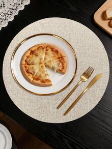 1/2/4/6pcs 15-Inch Round Vintage Placemats, Washable Heat-Resistant Insulated Pads, Suitable For Western Restaurants And Hotel Decor - Apricot - View 6