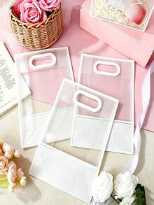 20pcs/10pcs/5pcs Transparent PVC Gift Bags (Ribbon Not Included), Tote Bags, Suitable For Birthday, Wedding, Valentine's Day, Graduation Ceremony And Other Occasions, Transparent Plastic Gift Bags, Large Capacity Cosmetic Storage Bags - Transparent - View 3