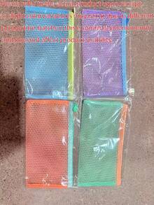 12pcs/1pc Dopamine Simple Mesh Hollow Storage Bag, Portable Makeup Bag, Brush Stationery Coin Pouch, Student Pencil Case For School & Daily Use School Supplies, School Kit - Multiple Styles - View 11