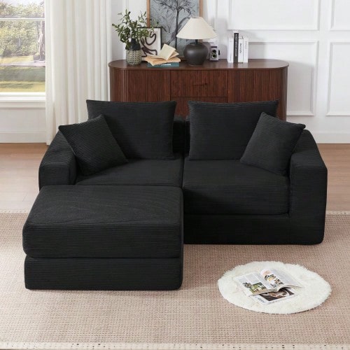 Loveeat Cloud Modular Sofa, Boneless Sofa With Anti-Slip Base - 黑色 - 查看 1
