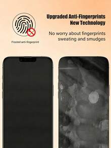 2Pcs Ceramic Matte Privacy Screen Protector For IPhone 17/17 Pro Max/17 Pro/16 Pro Max/16 Pro/15 Pro/15/14/13/12/11/X. Features Privacy Protection, Matte Finish, Fingerprint Resistance, Anti-Glare, Full Coverage, Scratch And Drop Resistant. - Black - View 3
