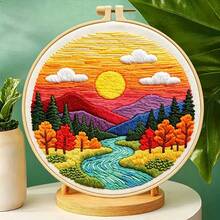 4件組彩色療癒夢幻插畫風景刺繡全套材料包,零基礎初學者DIY居家桌面牆面裝飾,手工貼心好友禮物 - 多色 - 查看 7