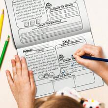 Children's English Learning Journal - Early Reading And Writing Practice Book With Picture Aids And Question Pages | Educational Daily Learning Notebook For Preschool And Kindergarten - Reading Comprehension Pad - View 1