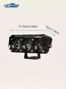 2pcs Motorcycle LED Spotlight Conversion Headlight Dual Color High/Low Beam Car Work Light Triple Lens Bright Yellow & White LED Spotlight - 黑色 - 查看 7