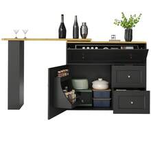 Extendable Bar Table With Storage Space - White, Kitchen Cabinet, Sideboard - Black - View 10