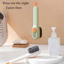 1pc Multi-Function Cleaning Shoe Brush With Built-In Soap Dispenser, Press-Type Automatic Liquid Dispensing Brush Head, Soft Dense Bristles, Reusable, Suitable For Sneakers, Leather Shoes, Clothing Washing, Dish Cleaning - Multicolor - View 3