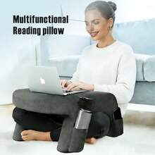 1 pieza Almohada de soporte para lectura en la cama con bolsillo lateral de almacenamiento, espuma suave ergonómica curva y multifunción - Multicolor - Ver 2