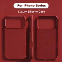 Liquid Silicone 3-Layer Full Coverage Soft Gel Rubber Phone Case Compatible With IPhone 17 Pro 17 Pro Max 17, Fresh Summer Color, Shockproof Protective Shell With Anti-Scratch Microfiber Lining, Compatible With IPhone 13 11 16 Pro Max 15 14 Plus 12 Mini XS Max 7 8 Plus - Chinese Red - View 1