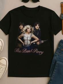 The Band Perry Retro Country Group Portrait Vintage Tour Unisex Cotton T-Shirt - 黑色 - 查看 1