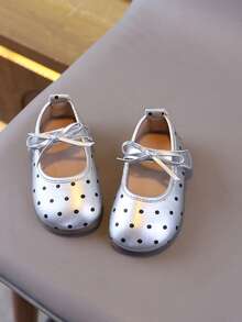 New Girls' Elegant Polka Dot Princess Shoes, Girls' Single-Layer Shoes - Silver - View 4