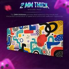 Pop Doodle Block Large Mouse Pad, Colorful Abstract Desk Mat With Maze Shapes, Wide Gaming Mouse Pad For Playful Office Decor Gift - View 2