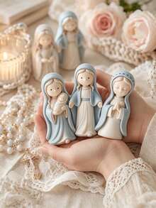 祈禱女孩與母子矽膠模具，適用於蠟燭、樹脂、黏土、水泥手工藝品－宗教人物雕塑非矩形祈禱模具，DIY裝飾石膏雕像，手工禮品，居家裝飾與祝福 - 祈禱少女 - 查看 1